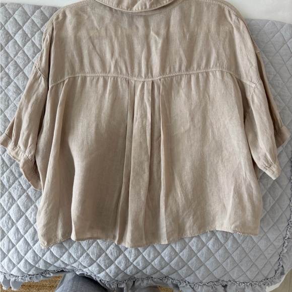Zara Oversized Beige Button-Front Pocket Shirt - Picture 4 of 4